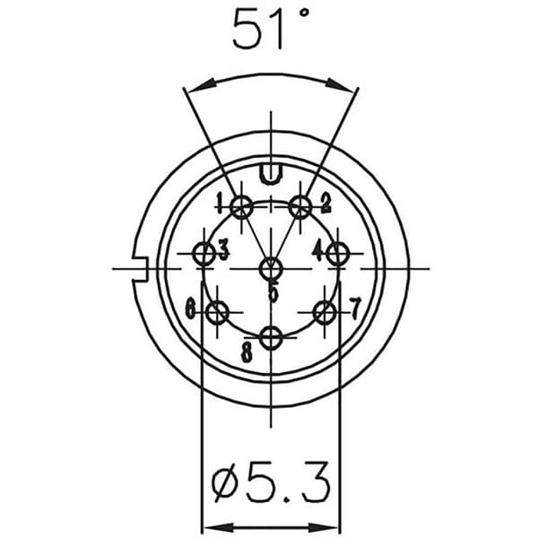 Lutronic 0250 08 Runt anslutningsdon Kontakt hane rak Totalt antal poler: 8 1 st