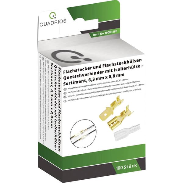 Quadrios 1908C188 Crimpklämma sortiment 1.50 mm² - 2.50 mm² Mässing, Transparent 100 delar