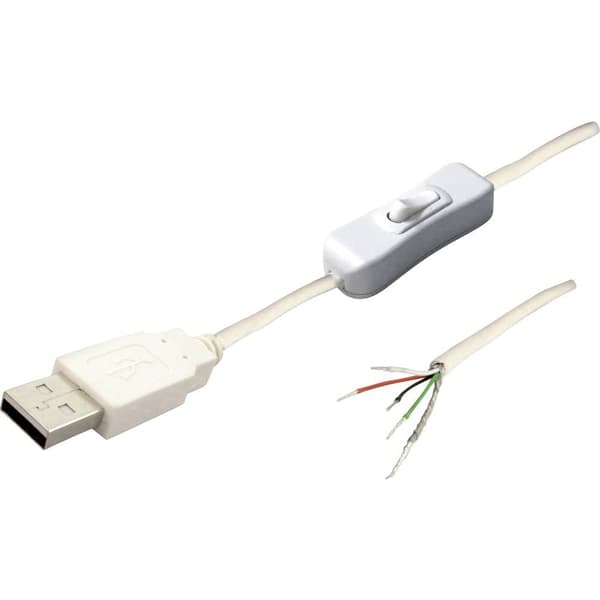 BKL Electronic USB-A 10080119 - USB-kabel 2.0 A-kontakt med brytare vit Kontakt hane rak 11080119 BKL Electronic Innehå