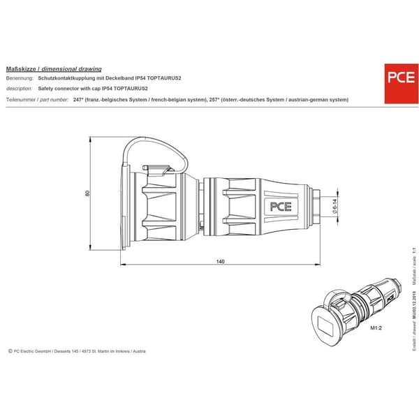 PCE 25711-sr Skarvuttag 250 V Svart/Röd IP54