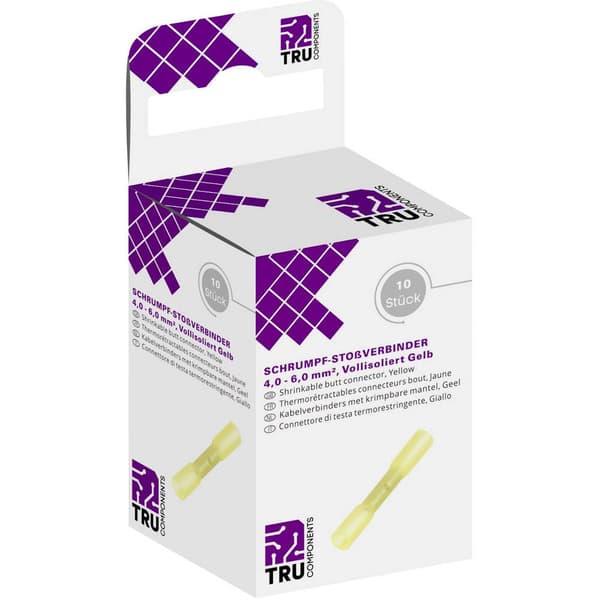 TRU COMPONENTS T1904C070 Skarvdon med krympslang 4 mm² 6 mm² Helisolerad Gul 10 st