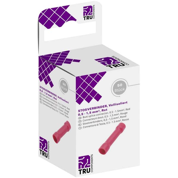 TRU COMPONENTS T1904C066 Parallellanslutning 0.50 mm² 1.50 mm² Helisolerad Röd 50 st