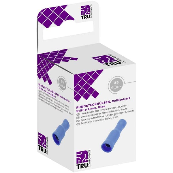 TRU COMPONENTS T1904C049 Rundkontaktdon 1.50 mm² 2.50 mm² Helisolerad Blå 25 st