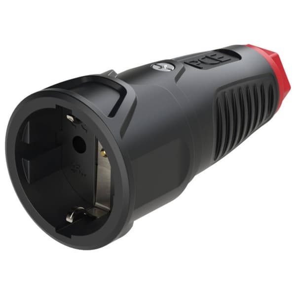 PCE 2520-sr Skarvuttag Gummi, Termoplast 250 V Svart, Röd IP20