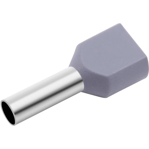 TRU COMPONENTS T1906C157 Dubbla ändhylsor 4 mm² Delisolerad Grå 50 st