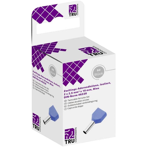 TRU COMPONENTS T1906C156 Dubbla ändhylsor 2.5 mm² Delisolerad Blå 50 st