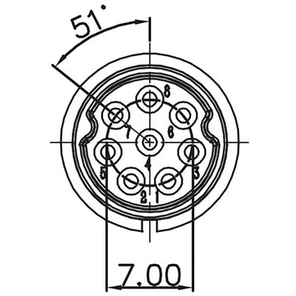 Lutronic 0271 08 Runt anslutningsdon Koppling inbyggnad Totalt antal poler: 8 1 st