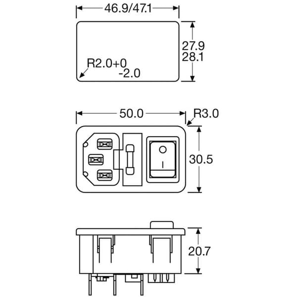 IEC-kontakt 501638 Kontakt hane inbyggd vertikal Totalt antal poler: 2 + PE 10 A Svart 1 st
