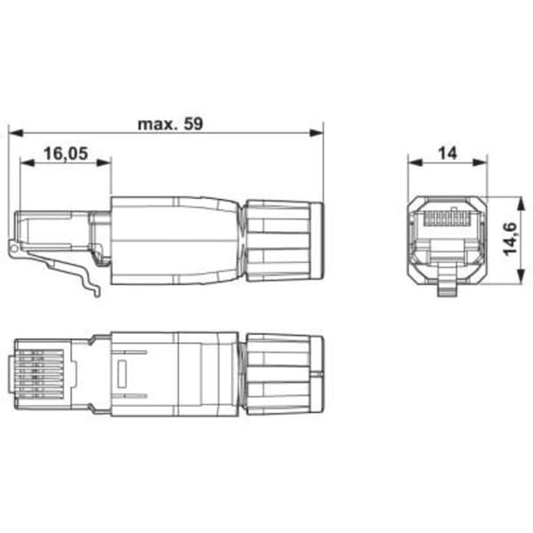 Phoenix Contact VS-08-RJ45-5-Q/IP20 BK RJ45-anslutningsdon 1658008 Kontakt hane rak Antal poler (RJ) 8 Svart 1 st