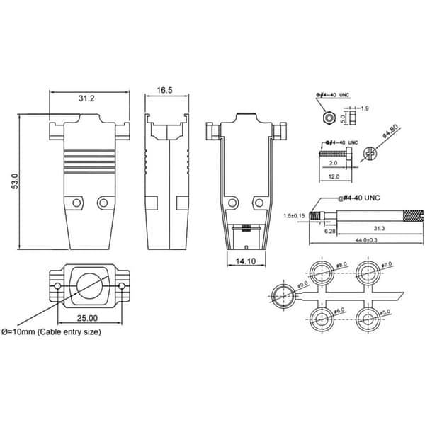 encitech CCOV9-MEL-RG 2360-0107-11 D-sub hölje Antal poler: 9 Zink pressgjutning 180 ° Metall 1 st