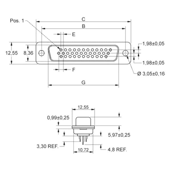 encitech HDS-44-M-T-B-S 2101-0300-03 D-Sub stiftlist 180 ° Antal poler: 44 Lödhona 1 st Tray