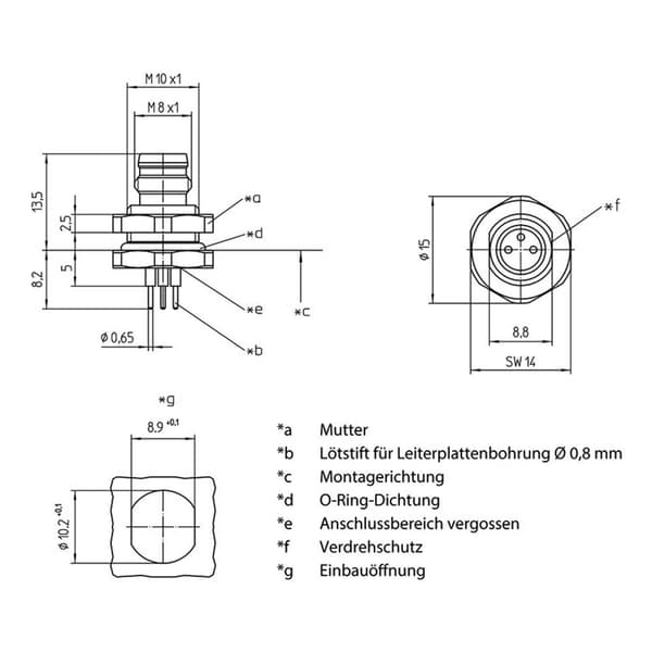 Lutronic 1224 Sensor/ställdon-kontaktdon M8 Kontakt hane inbyggd Antal poler (RJ): 3 1 st