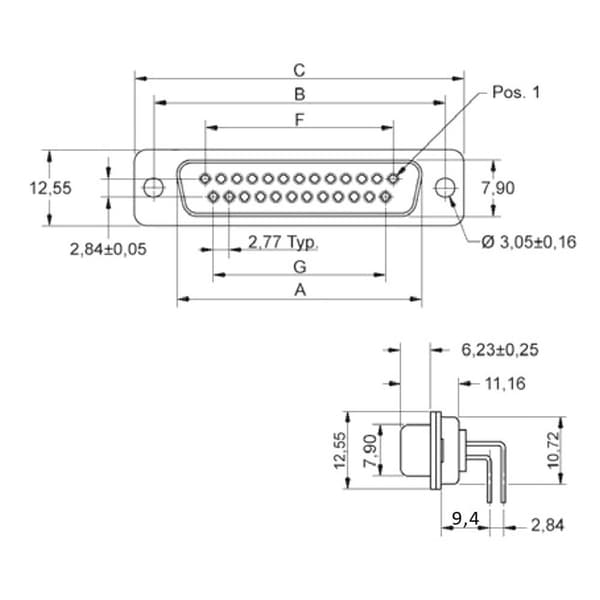 encitech DD09-F-T-B-M-RBM 2103-2200-11 D-Sub honkontakt 90 ° Antal poler: 9 Lödpin 1 st Tray