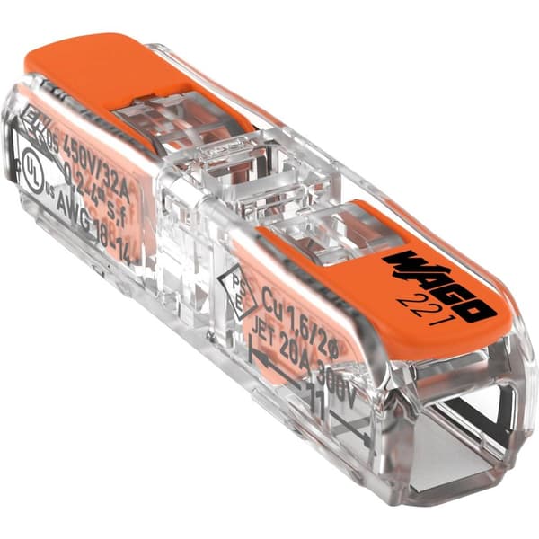 WAGO 221-2411 Kopplingsklämma Flexibel: 0.14-4 mm² Styvhet: 0.2-4 mm² Antal poler: 1 60 st Transparent, Orange
