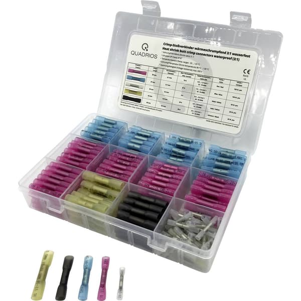 Quadrios 2011C397 Skarvdon med krympslang 0.3 mm² 6 mm² Helisolerad Vit, Röd, Blå, Svart, Gul 340 st