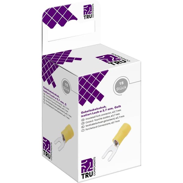 TRU COMPONENTS T2010C308 Gaffelkabelsko 4.0 mm² 6.0 mm² Hål-Ø=3.7 mm Delisolerad Gul 15 st