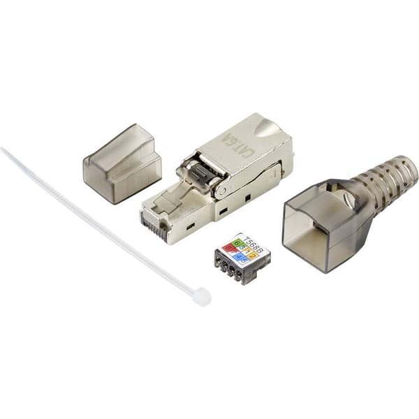 TRU COMPONENTS TC-9554648 RJ45-kontakt skärmad Cat 6A Kontakt hane rak Antal poler (RJ) 8P8C 1 st