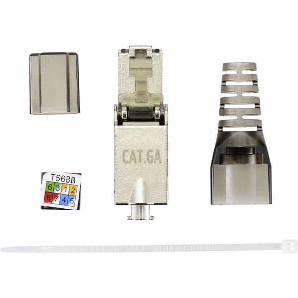 TRU COMPONENTS TC-9554648 RJ45-kontakt skärmad Cat 6A Kontakt hane rak Antal poler (RJ) 8P8C 1 st