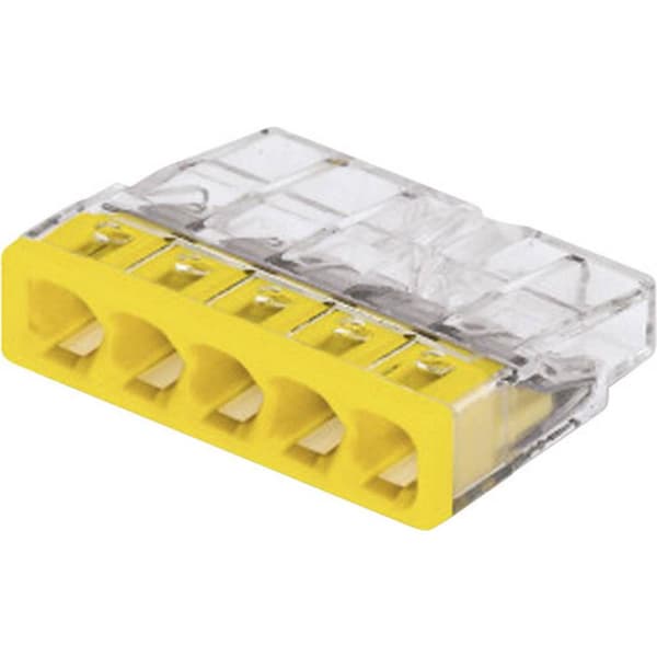 WAGO 2273-205 2273 Kopplingsklämma Flexibel: - Styvhet: 0.5-2.5 mm² Antal poler: 5 20 st Transparent, Gul