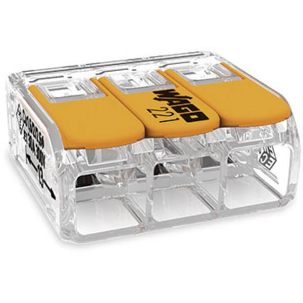 WAGO 221-613 221 Kopplingsklämma Flexibel: 0.5-6 mm² Styvhet: 0.5-6 mm² Antal poler: 3 8 st Transparent, Orange