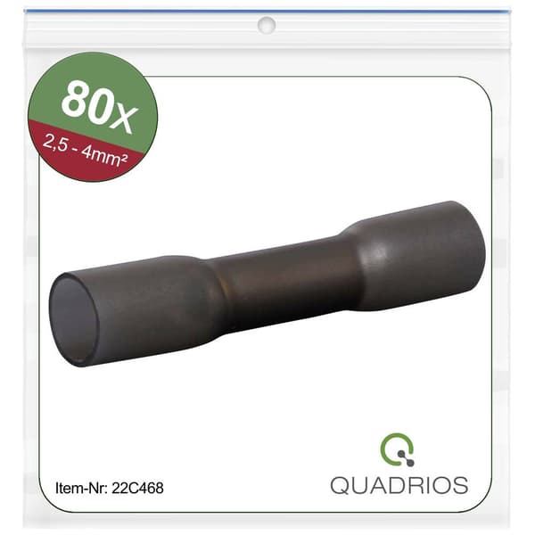 Quadrios 22C468 Skarvdon med krympslang 2.5 mm² 4 mm² Helisolerad Svart 1 set