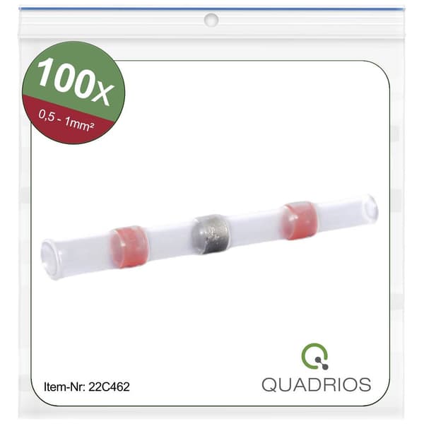 Quadrios 22C462 Skarvdon med krympslang 0.5 mm² 1.0 mm² Helisolerad Röd 1 set