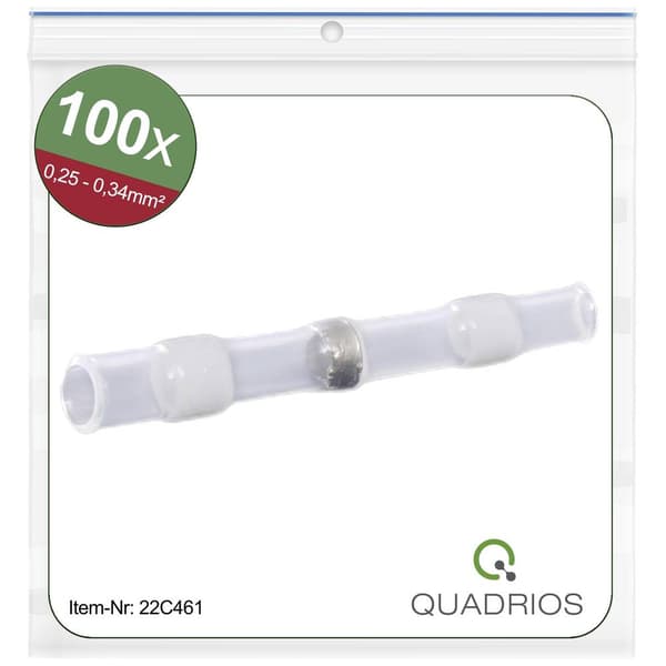 Quadrios 22C461 Skarvdon med krympslang 0.25 mm² 0.34 mm² Helisolerad Vit 1 set