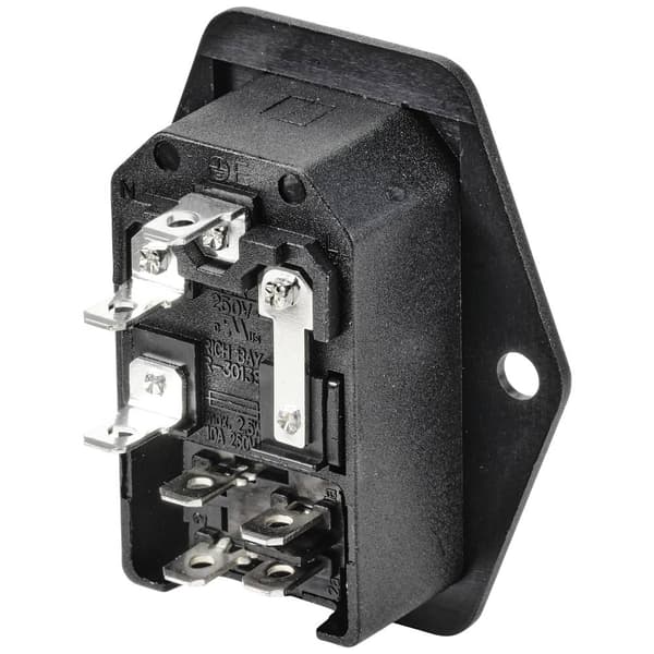 TRU COMPONENTS TC-10088400 IEC-kontakt C14 Kontakt hane inbyggd vertikal Totalt antal poler: 3 10 A Svart 1 st