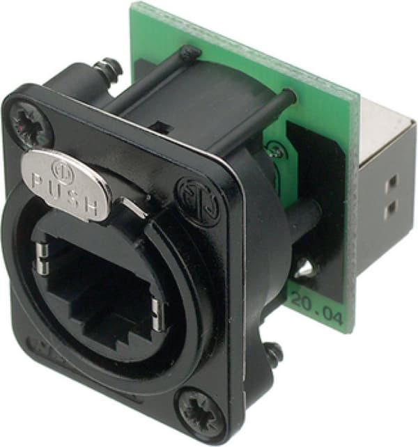 Panelmonterad jack RJ 45 8 svart
