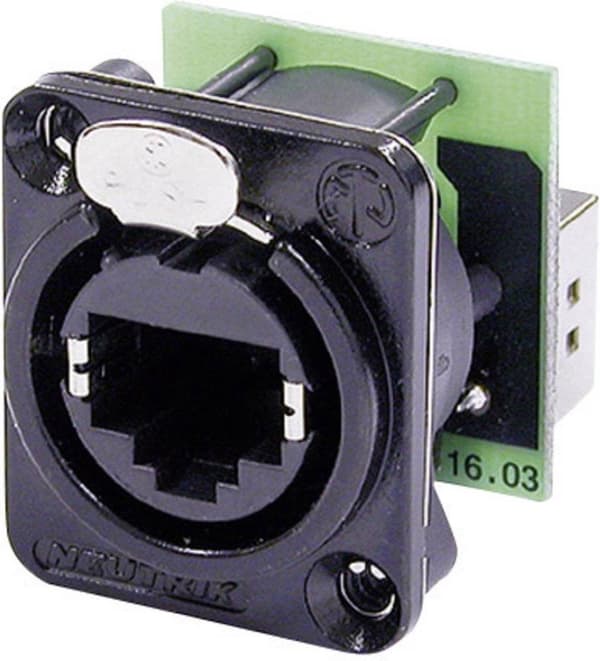 Panelmonterad jack RJ 45 8 svart