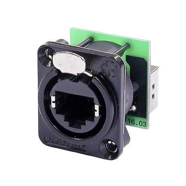 Panelmonterad jack RJ 45 8 svart