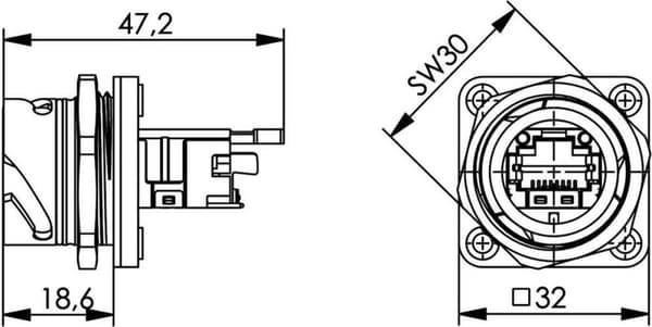 Telegärtner J80020A0002 STX V1 RJ45 stiksæt plast variant 1 Chassis fatning, indbygget Antal ben: 8P8C Sort 1 stk.
