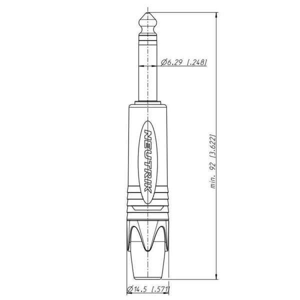 Neutrik NP2X 6,35 mm Jack (m) liitin - metalli - 2-napainen / mono
