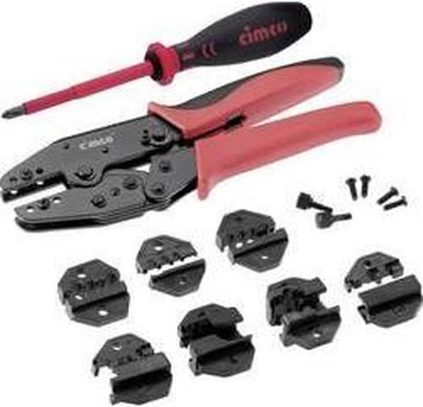 Cimco 106210 Pressetangsæt 8-delt koaksialstik BNC, TNC, Fiberoptiske stik, Modulære stik (vestlige) RJ10, RJ11, RJ45 RG55, RG58, RG59, RG62, RG174,
