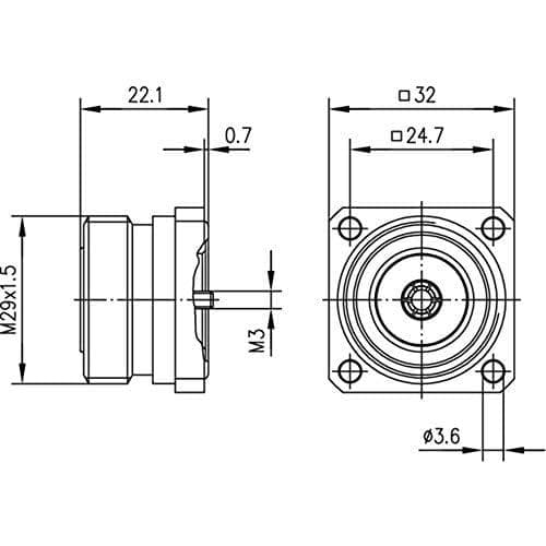 Telegärtner 7-16 Device Hun J01121 A0721 50 Ohm koaksialstik 4018359118877