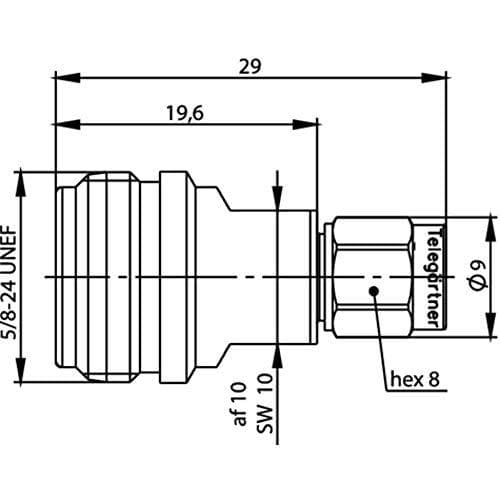 Telegärtner Telegaertner J01027R0000 koaksialadapter N-stik SMA omvendt stik 1 stk.