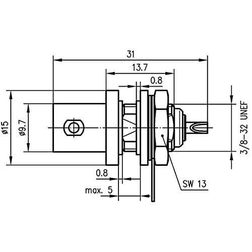 Telegärtner BNC-sokkel J01001C1222 med isoleringsskiver Koaksialstik 4018359103507
