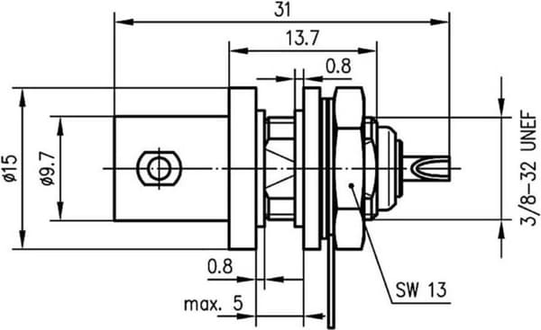 Telegärtner J01001A1222 J01001A1222 BNC-stik Sokkel, lodret montering 50 Ω 1 stk.