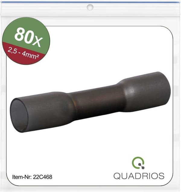Quadrios 22C468 Puskuliitin kutisteletkulla 2,5 mm² 4 mm² Täysin eristetty musta 1 sarja