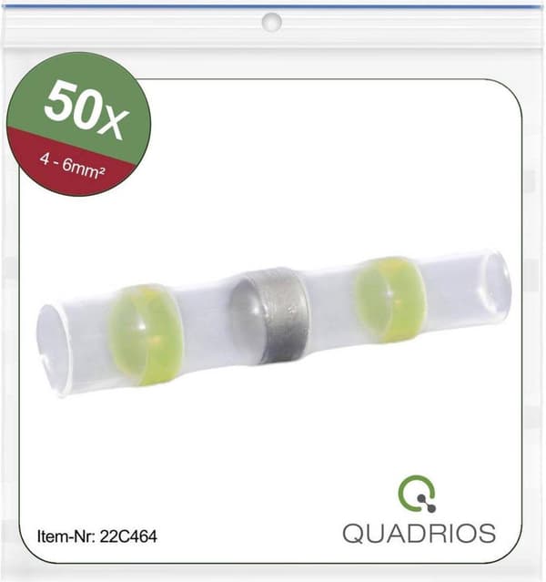 Quadrios 22C464 Butt Connector Krympbar 4,0 mm² 6,0 mm² Helisolerad Gul 1 Set