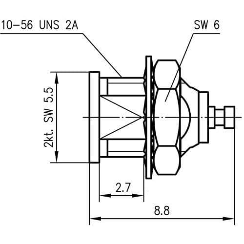 Telegärtner MCX stikdåse, installation lodret 50 Ohm J01271A0101 1 stk (J01271A0101)