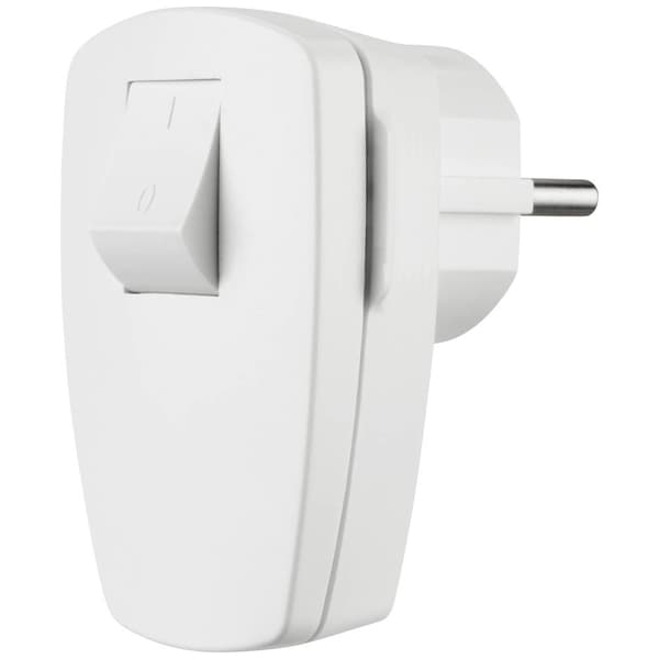 REV 0512100777 Stickpropp vinklad Plast med switch 250 V Vit IP20