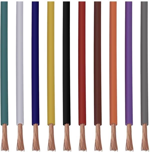 Quadrios 22CW001 ledningssortiment 1 x 0,14 mm² hvid, blå, brun, orange, grøn, gul, grå, violet, sort, rød 1 sæt (22CW001)