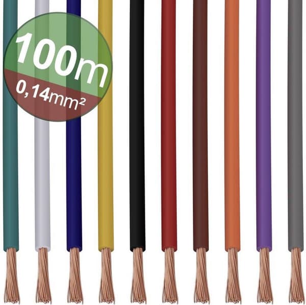 Quadrios 22CW001 ledningssortiment 1 x 0,14 mm² hvid, blå, brun, orange, grøn, gul, grå, violet, sort, rød 1 sæt (22CW001)
