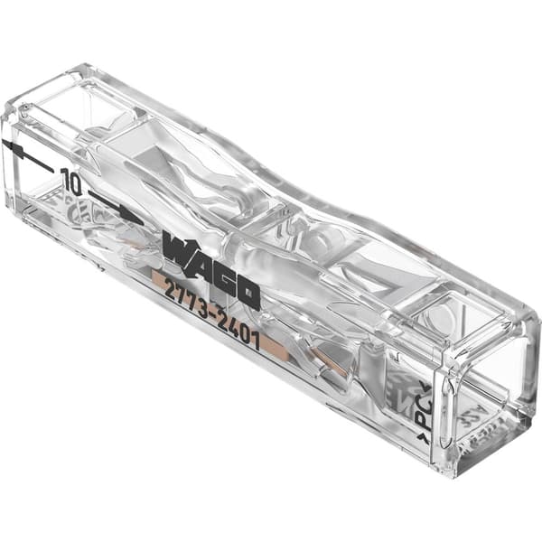 WAGO 2773-2401-100 Terminal med genomföring Flexibel: - Styvhet: 0.75-4 mm² Antal poler: 1 100 st Transparent