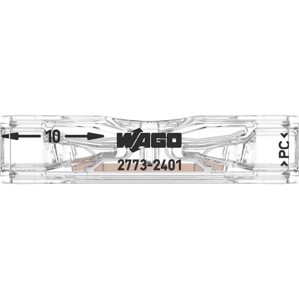 WAGO 2773-2401-100 Terminal med genomföring Flexibel: - Styvhet: 0.75-4 mm² Antal poler: 1 100 st Transparent