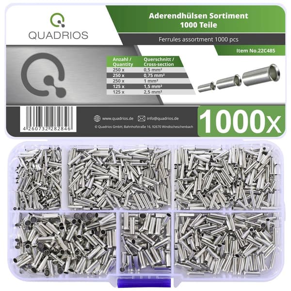 Quadrios 22C485 Ändhylsa sortiment Oisolerad 1000 st