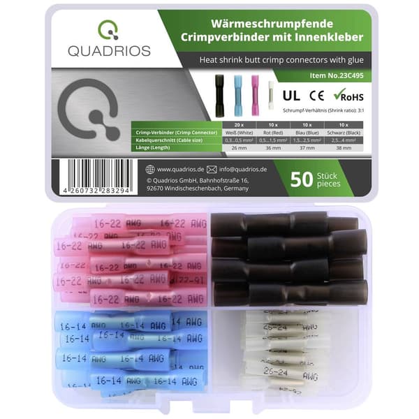Quadrios 23C495 Skarvdon 0.3 mm² 4 mm² Vit, Röd, Blå, Svart 50 st