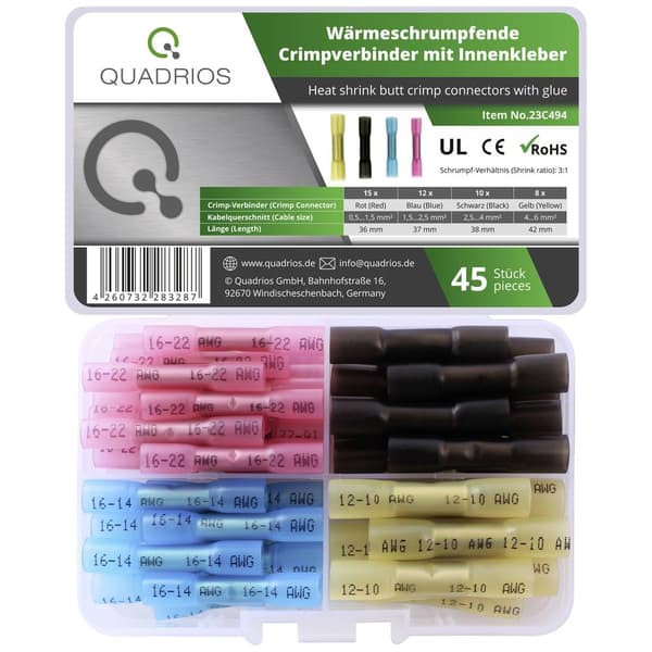 Quadrios 23C494 Skarvdon 0.5 mm² 6 mm² Röd, Blå, Svart, Gul 45 st