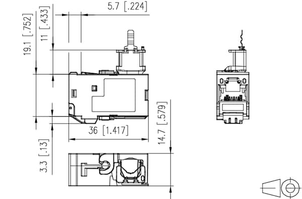 C6A modul 90° uttag METZ CONNECT 130B13-E
